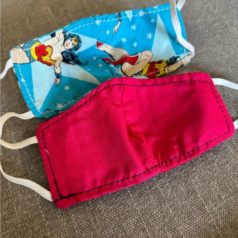 2 New Handmade Kids Colorful Cartoon‎ Character Face Masks